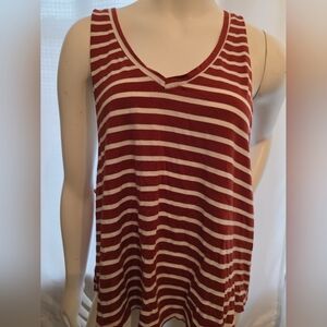 The Hanger Red and White Striped V-Neck Tank Top